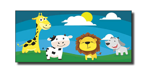 Poster print of zoo animals