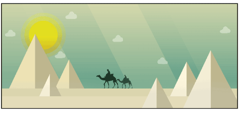 Poster of a desert with camels