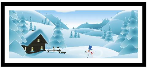 Framed poster of a snowscape