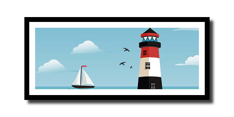 Frame with lighthouse picture