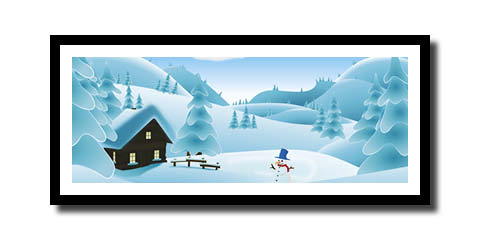 Panoramic framing of a snow scene