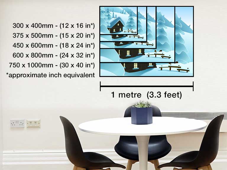 Snowscene print showing standard photo size prints