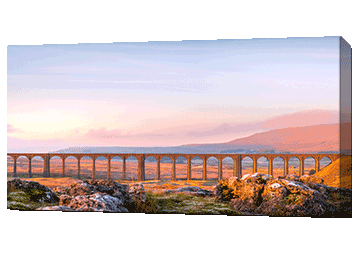 Panoramic canvas depicting a photo of a viaduct