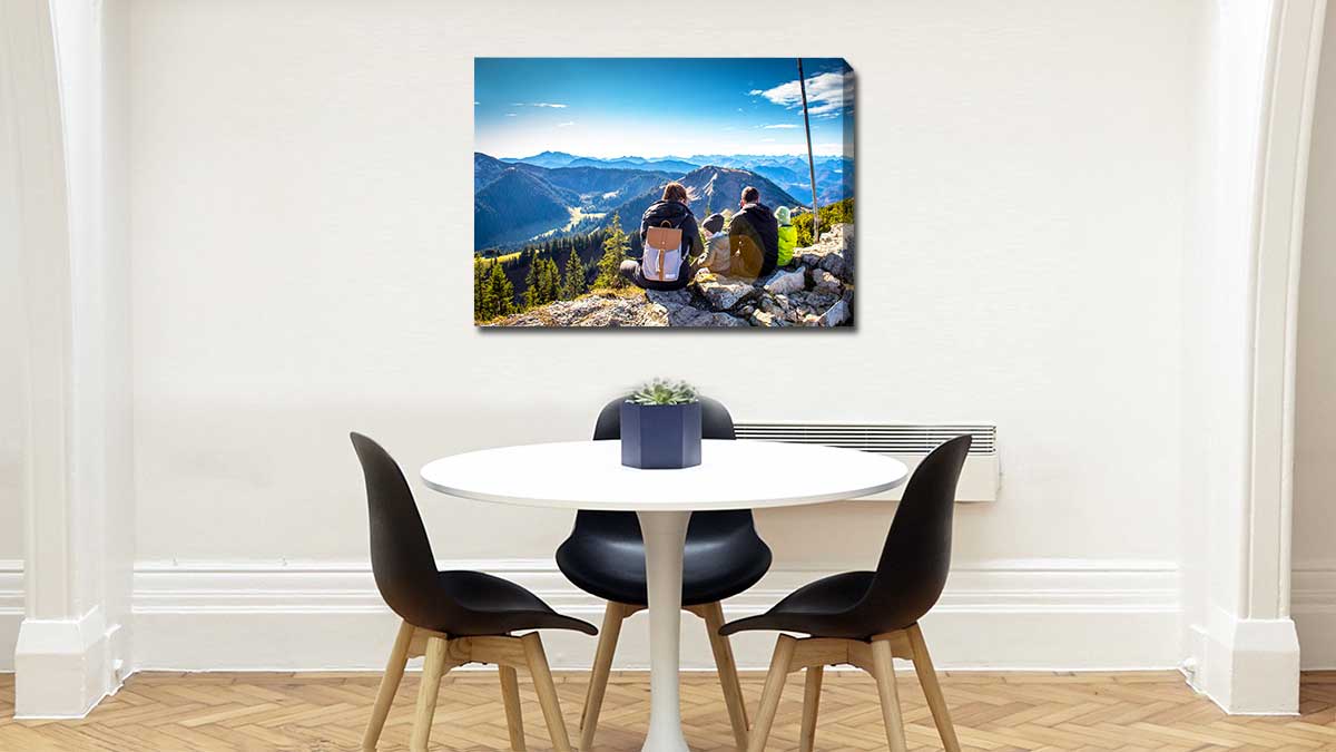 Canvas print featuring a pet dog doing a high-five withs its owner