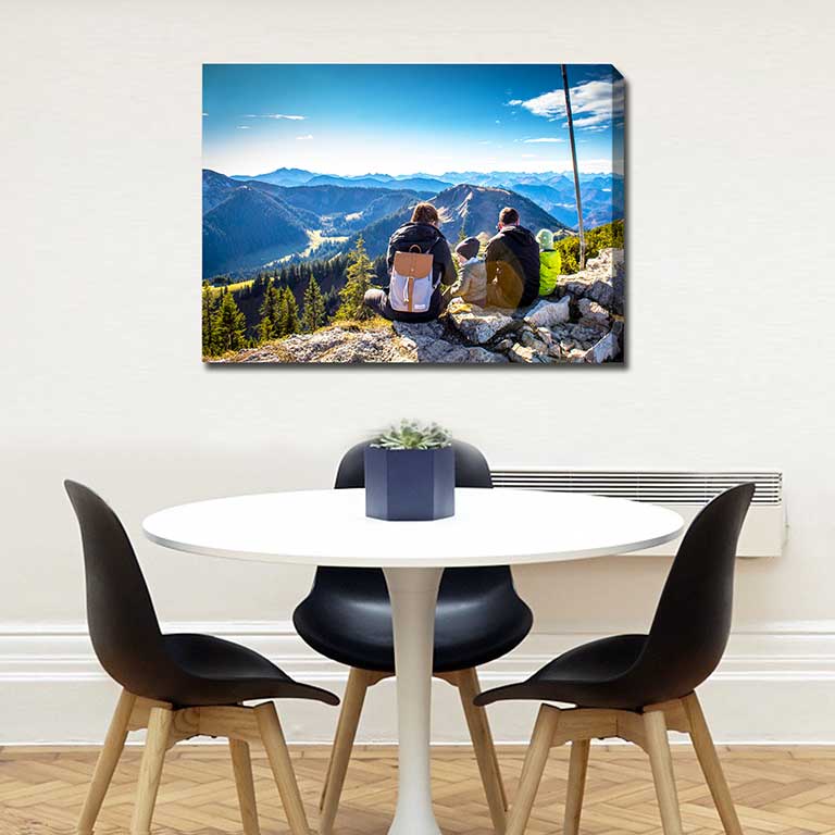 Canvas print featuring a pet dog doing a high-five withs its owner