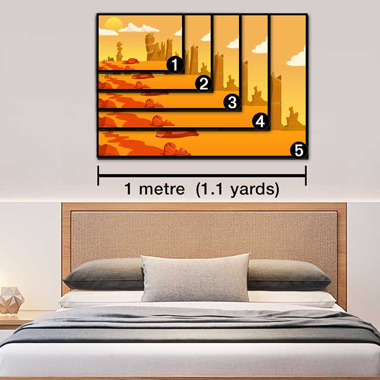 Modern bedroom with photo canvas