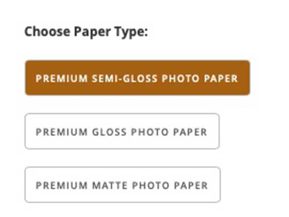 Screenshot showing paper type selection