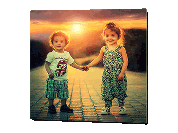 Family picture in the sunset