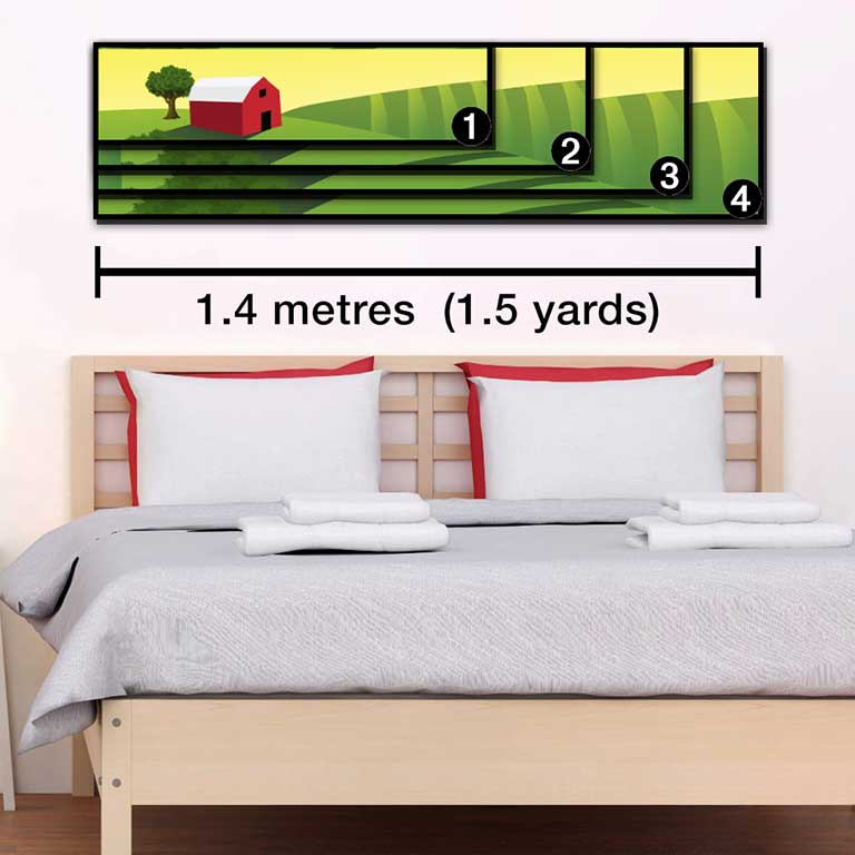 Trendy bedroom with canvas print