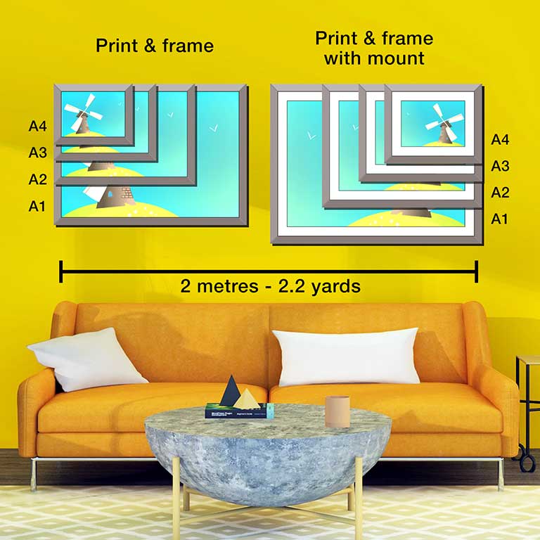 A1, A2, A3, A4 frames with windmill pictures