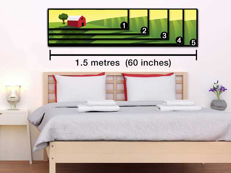 Trendy bedroom with canvas print