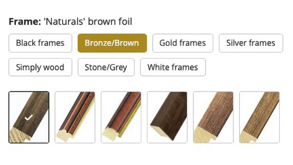 A selection of frame choices